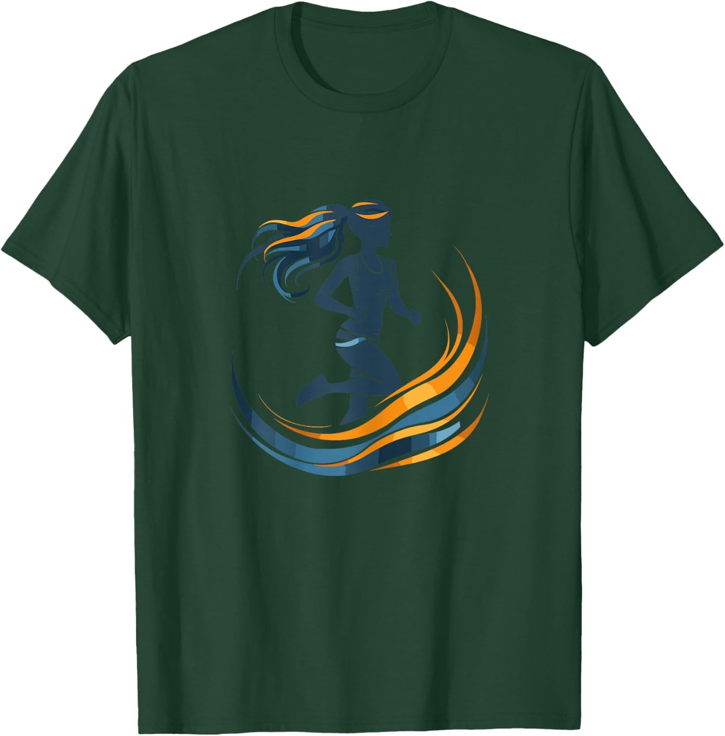 Female Runner Graphic Exercising for Girls T-Shirt - T-Shirt | Forest