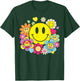 Retro Smile Face Flower Happy Face Flowers Heart Kids Girls T-Shirt - T-Shirt | Forest