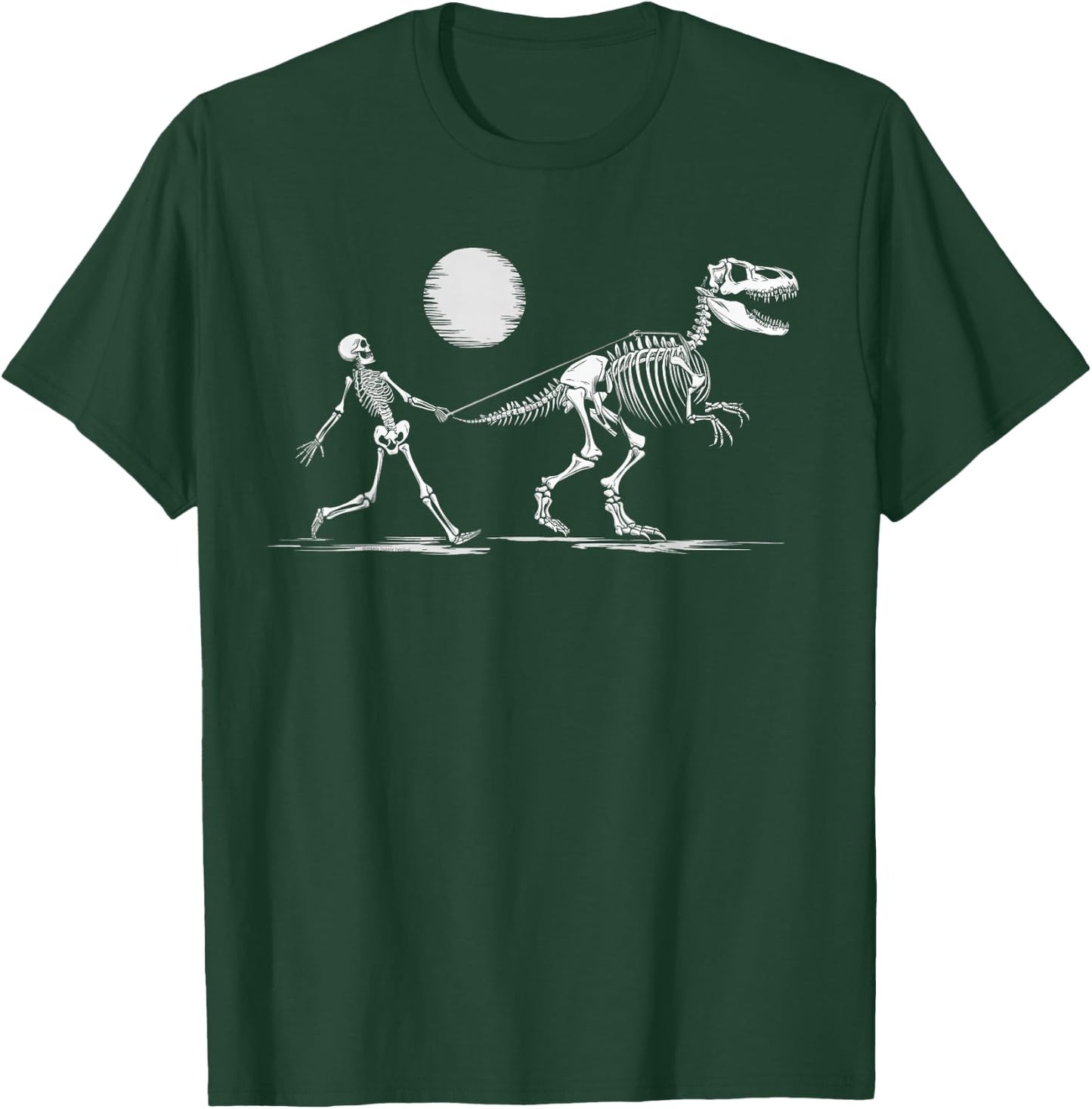 Funny Skeleton T-Rex Boys Girls Skeleton Walking a Dinosaur T-Shirt - T-Shirt | Forest