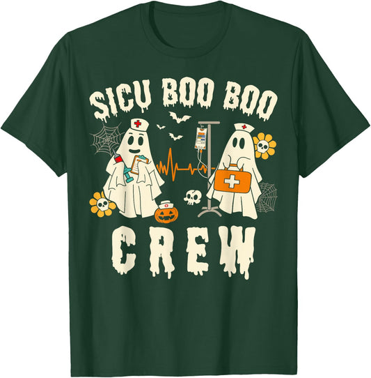 SICU Nurse Cute Health Worker Halloween Ghost Nurse T-Shirt - T-Shirt | Forest
