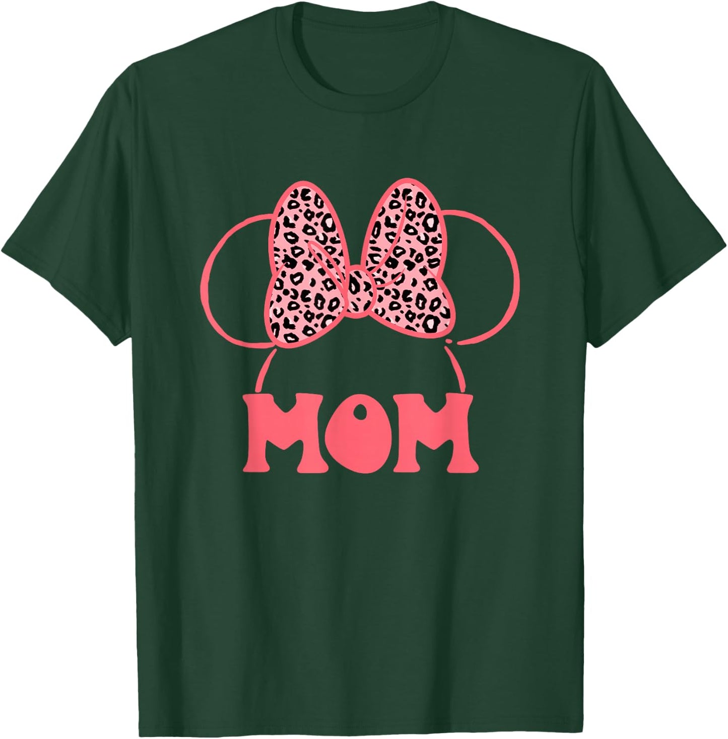 Disney Minnie Mouse Mother's Day Mom Leopard Bow Minnie Ears T-Shirt - T-Shirt | Forest