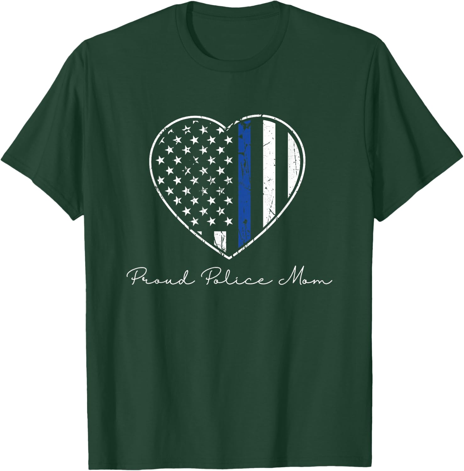 Proud Police Mom American Flag Blue Line Mothers Day Gift T-Shirt - T-Shirt | Forest