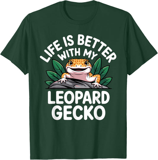 Leopard Gecko Art Women Kids Reptile Leopard Gecko T-Shirt - T-Shirt | Forest