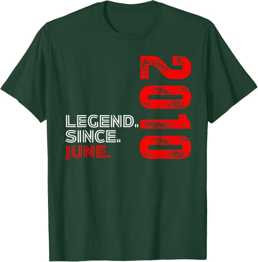 Born In June 2010 Vintage Birthday Legend Since June 2010 T-Shirt - T-Shirt | Forest