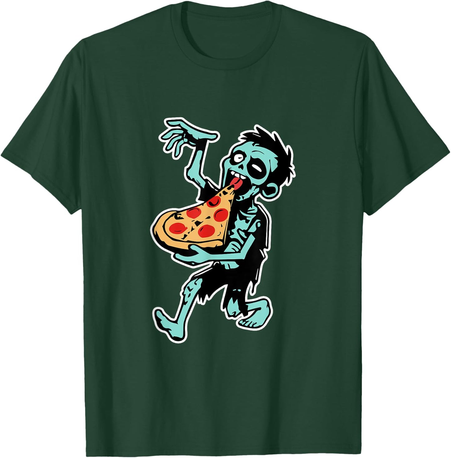 Zombie Eating Pizza Halloween Pizza Lovers Gifts T-Shirt - T-Shirt | Forest