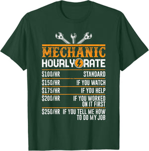 Best Mechanic Gifts Hourly Rate Mechanics Men's Funny Mechanic Black Small T-Shirt - T-Shirt | Forest