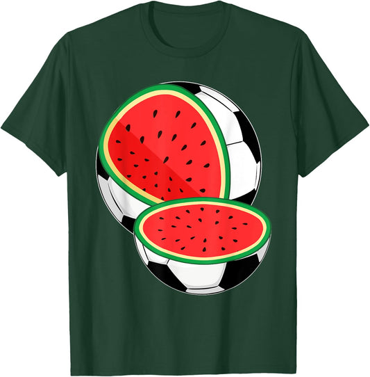 Funny Watermelon Soccer Ball Tropical Melon Summer Vibes Men T-Shirt - T-Shirt | Forest