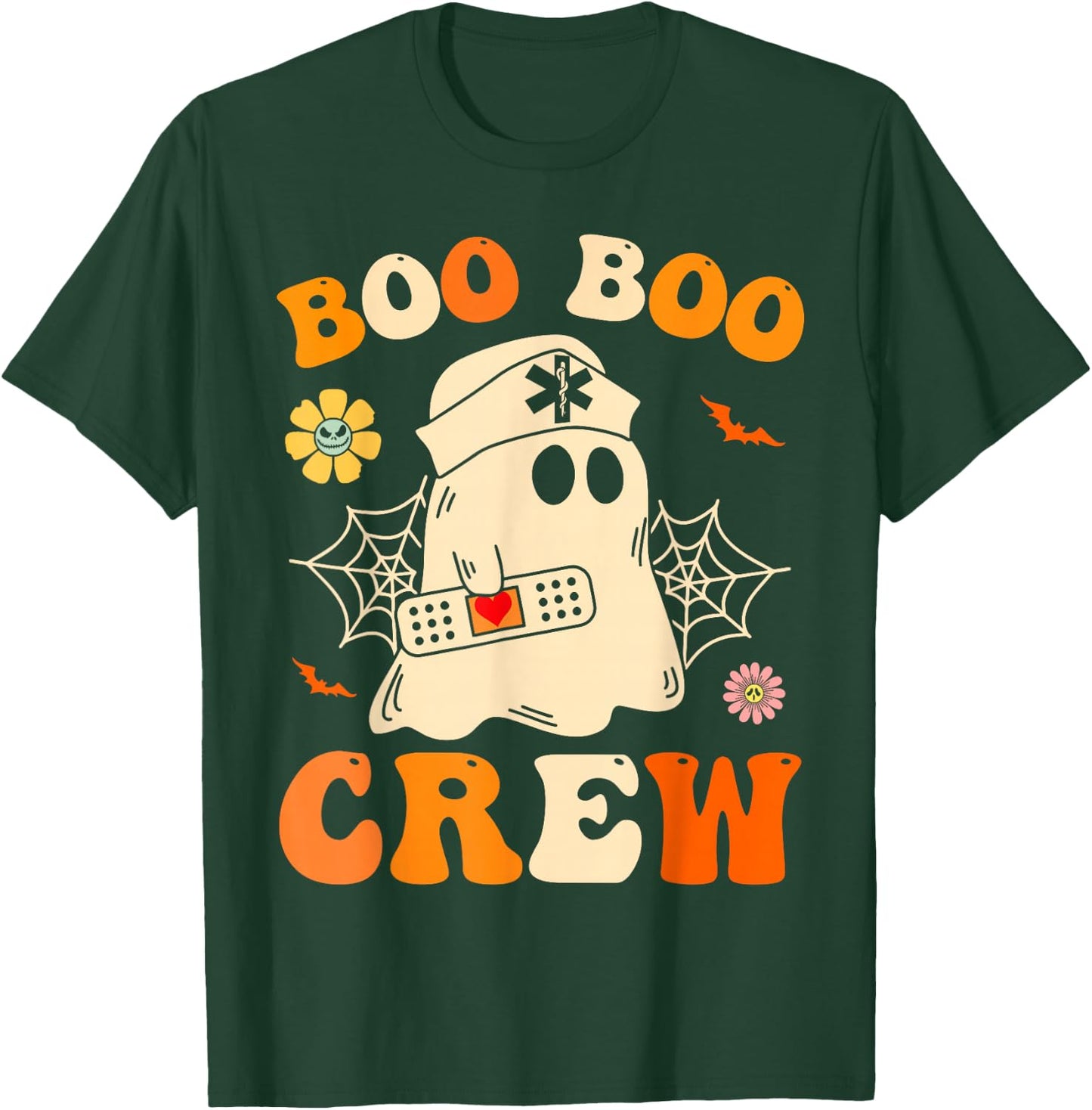 Boo Boo Crew Nurse Shirt Funny Ghost Retro Halloween Nurse T-Shirt - T-Shirt | Forest