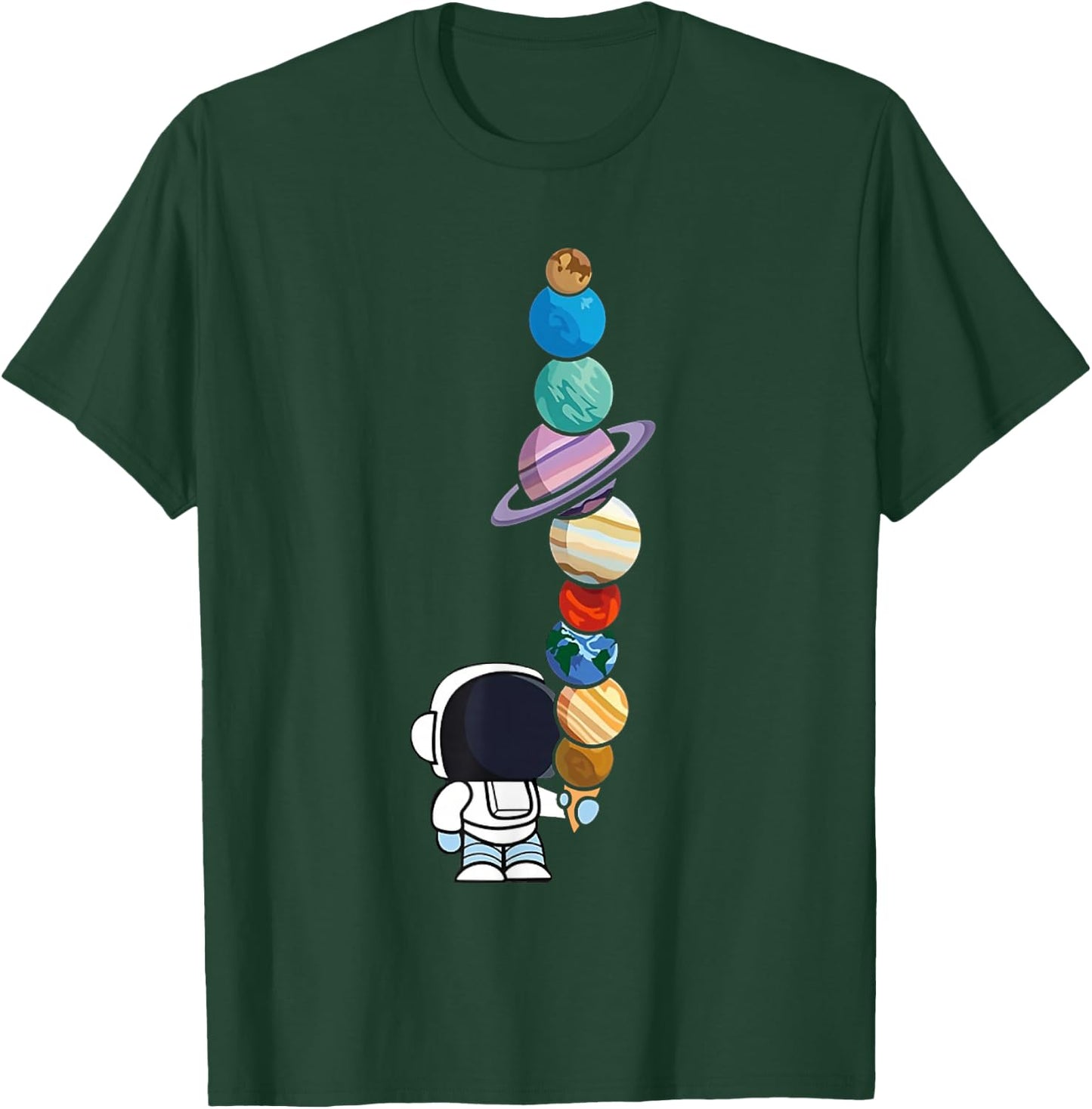Astronaut Holding Planet Icecream BoysGirls STEM Kids T-Shirt - T-Shirt | Forest