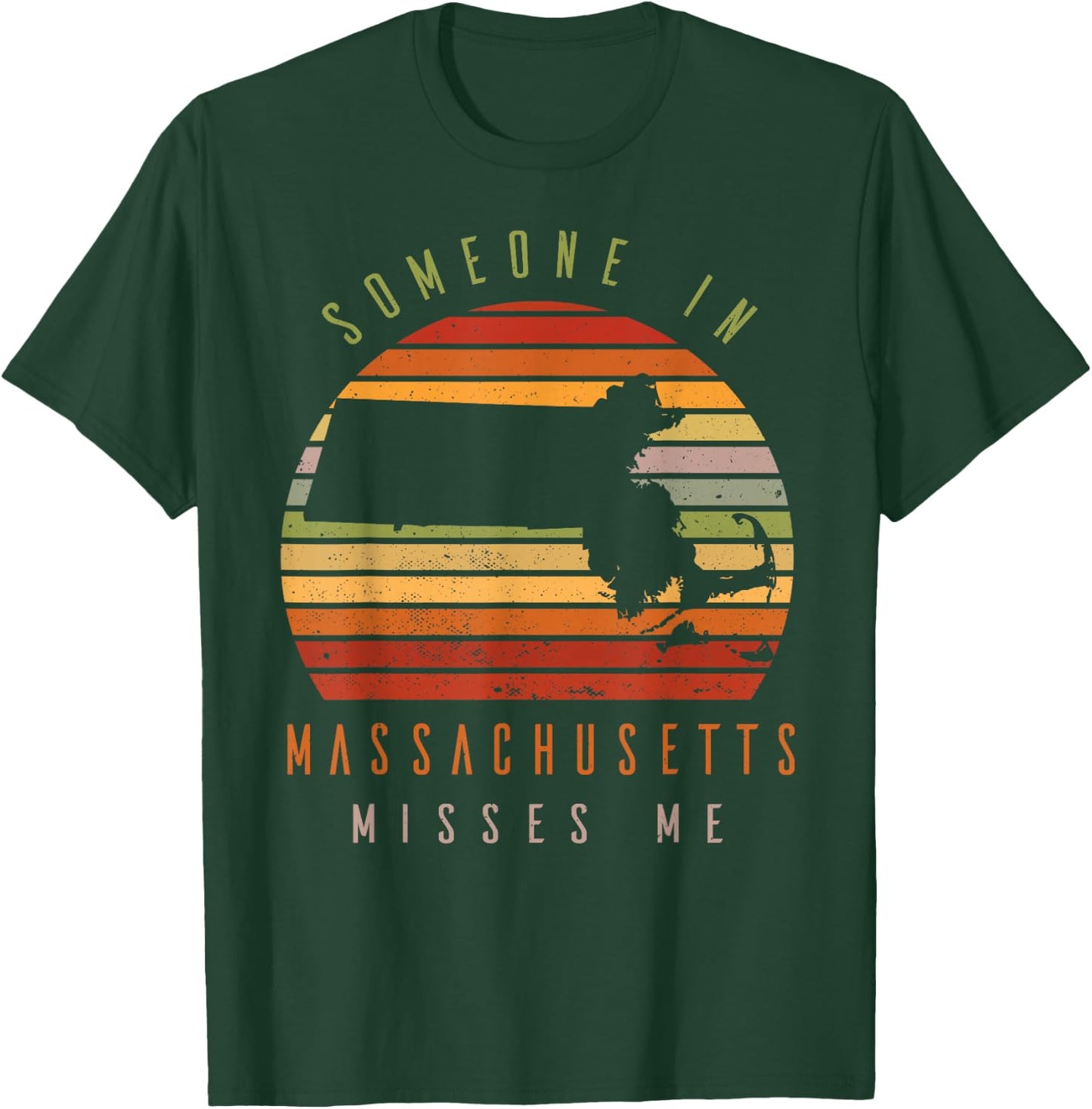 Someone In Massachusetts Misses Me Vintage State Retro T-Shirt - T-Shirt | Forest