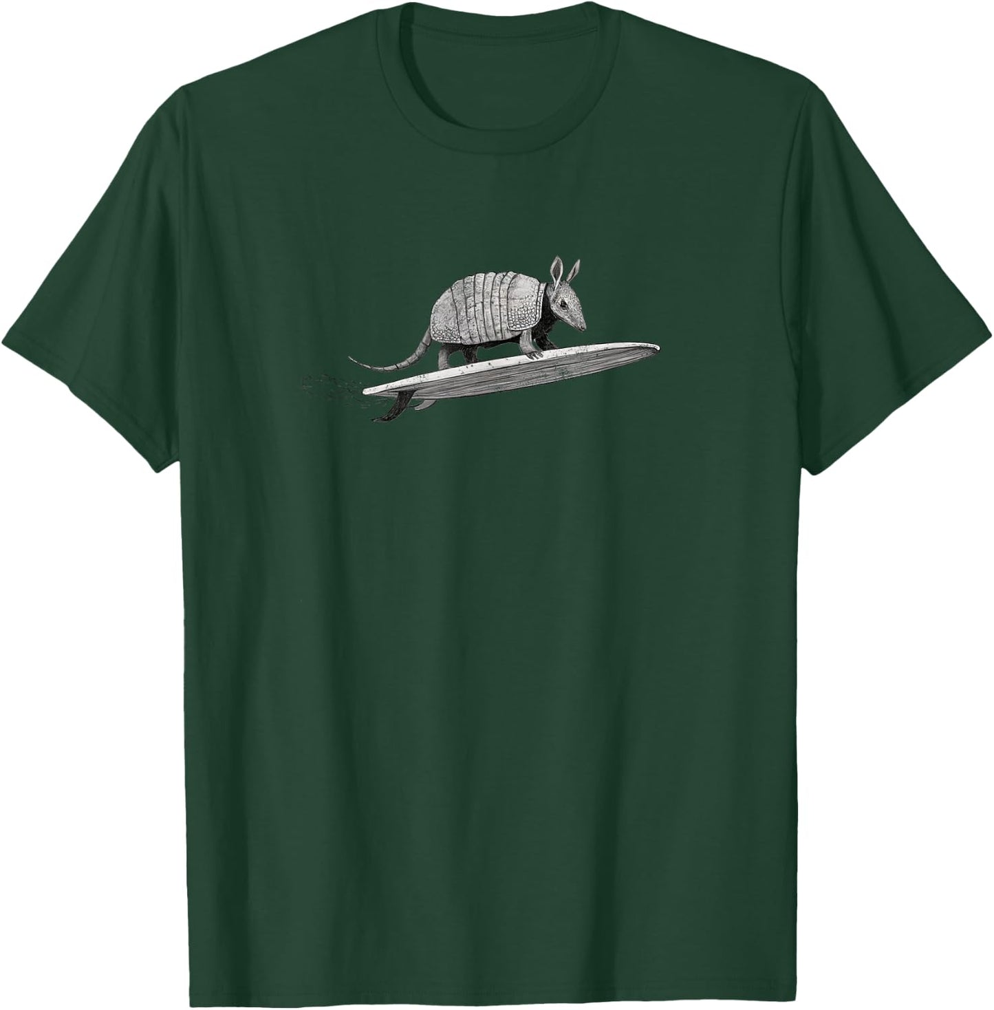 Armadillo Surfing Distressed Sketch T-Shirt - T-Shirt | Forest