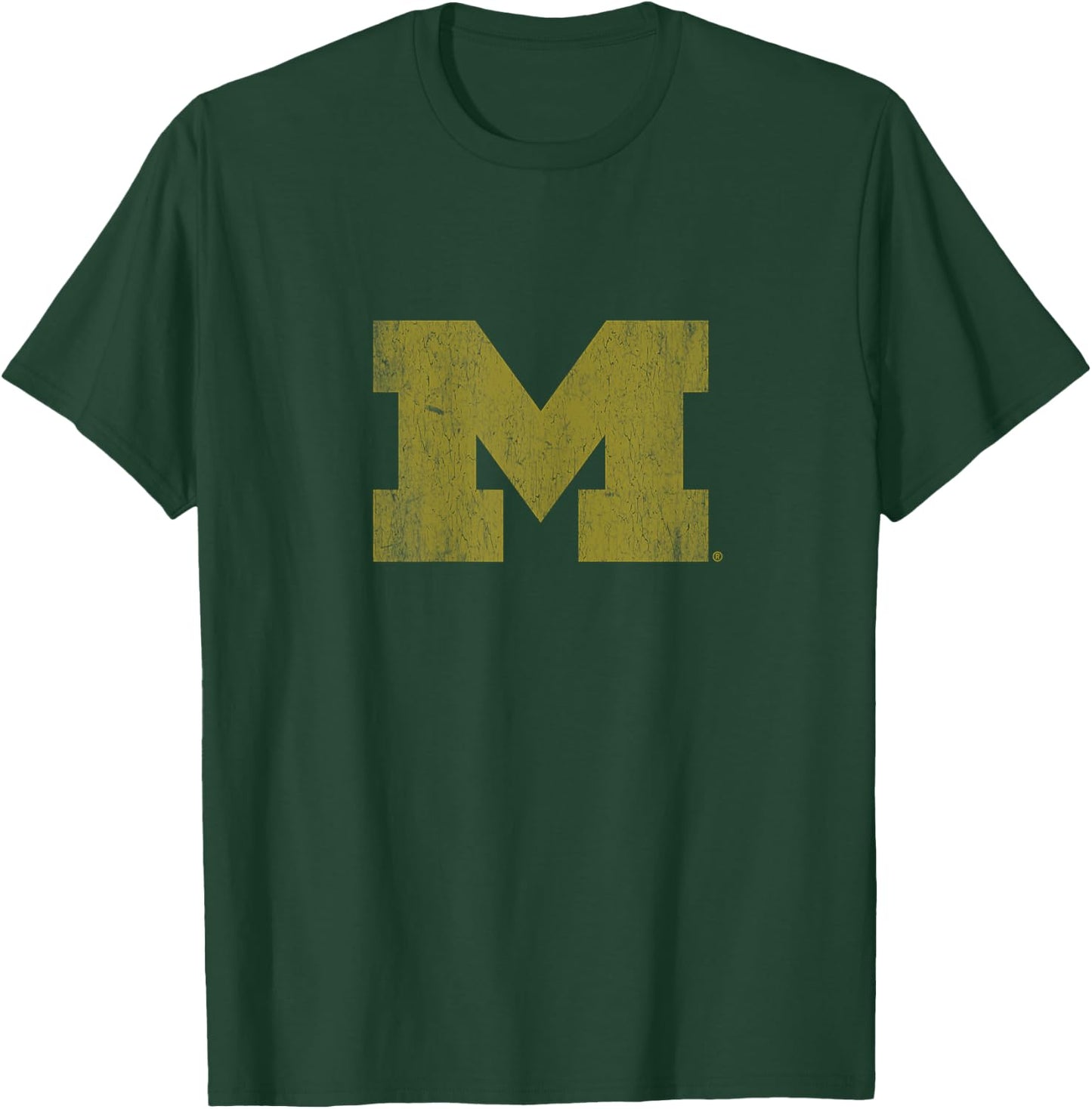 University of Michigan Wolverines U of M Simple Distressed T-Shirt - T-Shirt | Forest