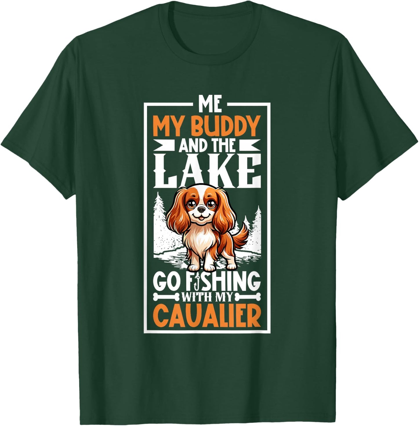Fishing and Cavalier King Charles Spaniel T-Shirt - T-Shirt | Forest