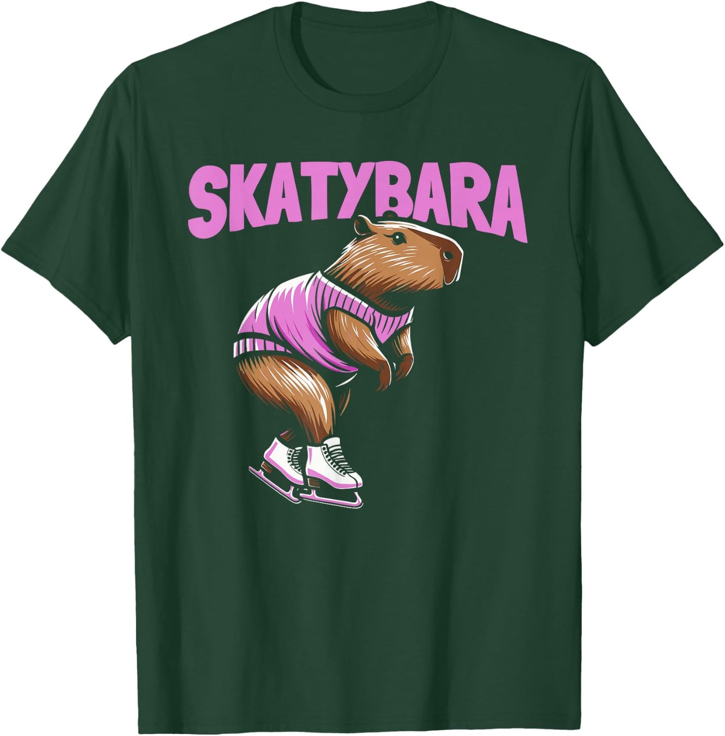 Skatybara Skates Skater Skate Figure Skating Capybara T-Shirt - T-Shirt | Forest