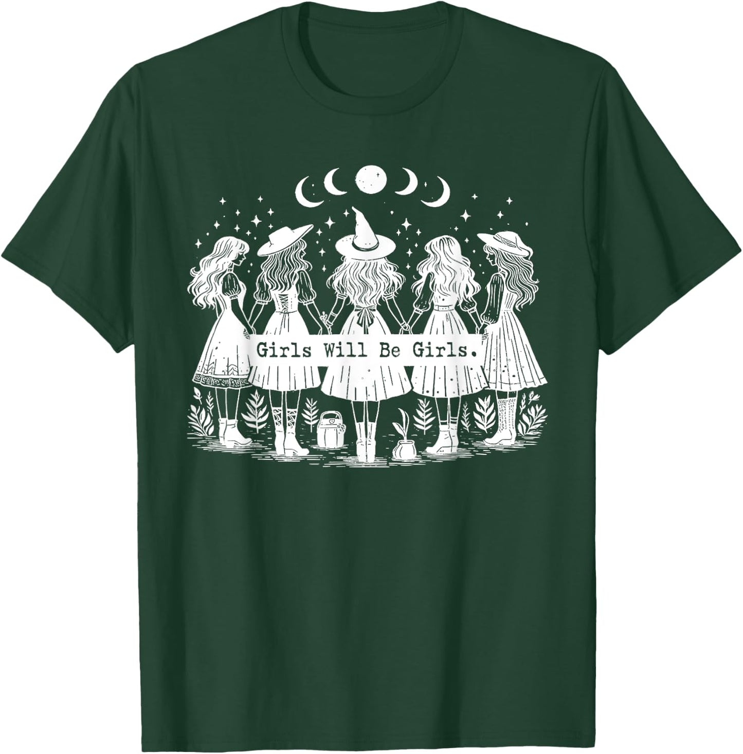 Trick Or Treat Witch Witches Girl Will Be Girls Halloween T-Shirt - T-Shirt | Forest