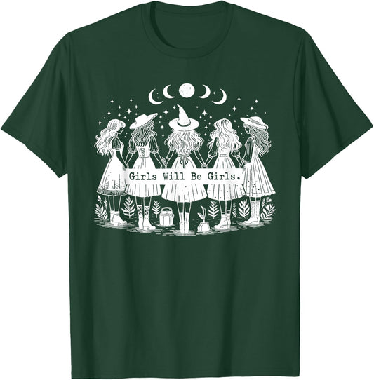 Trick Or Treat Witch Witches Girl Will Be Girls Halloween T-Shirt - T-Shirt | Forest