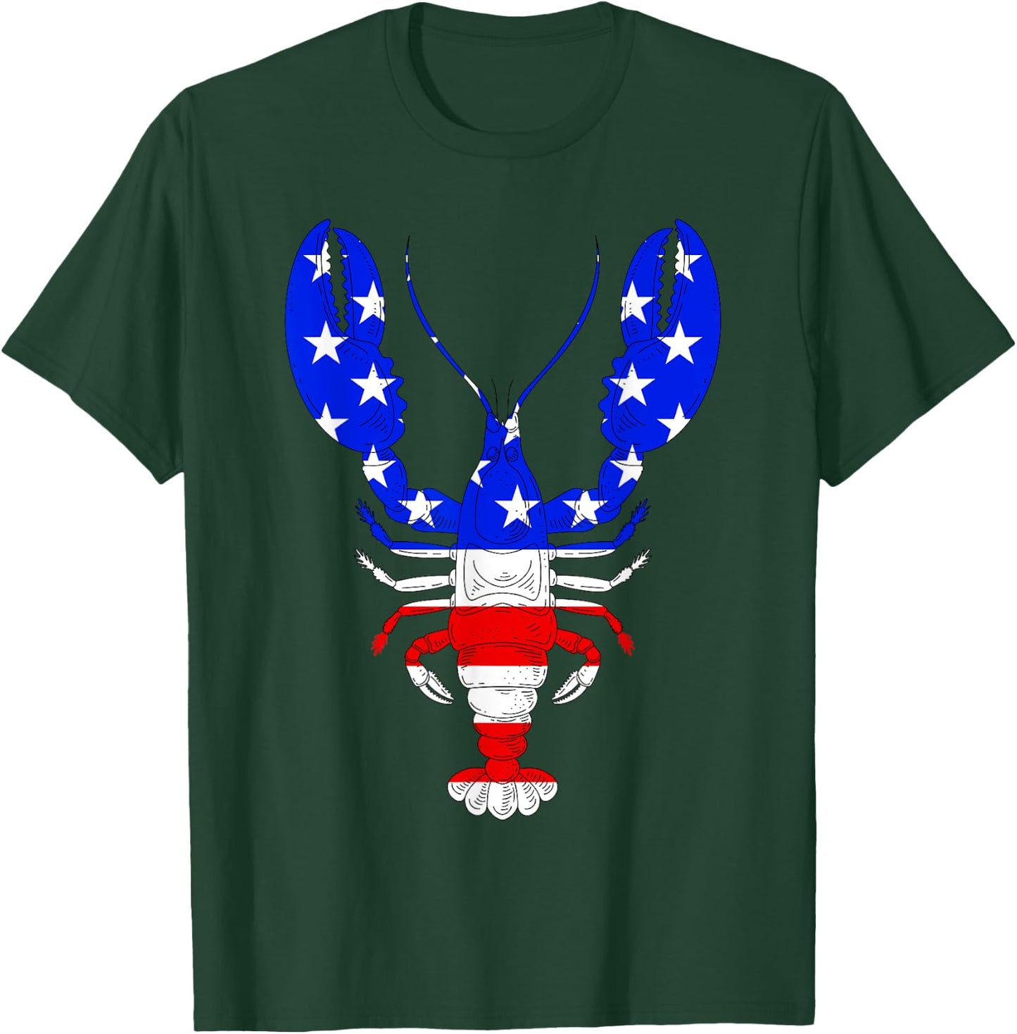 American Blue, White and Red Cool Lobsters Design T-Shirt - T-Shirt | Forest
