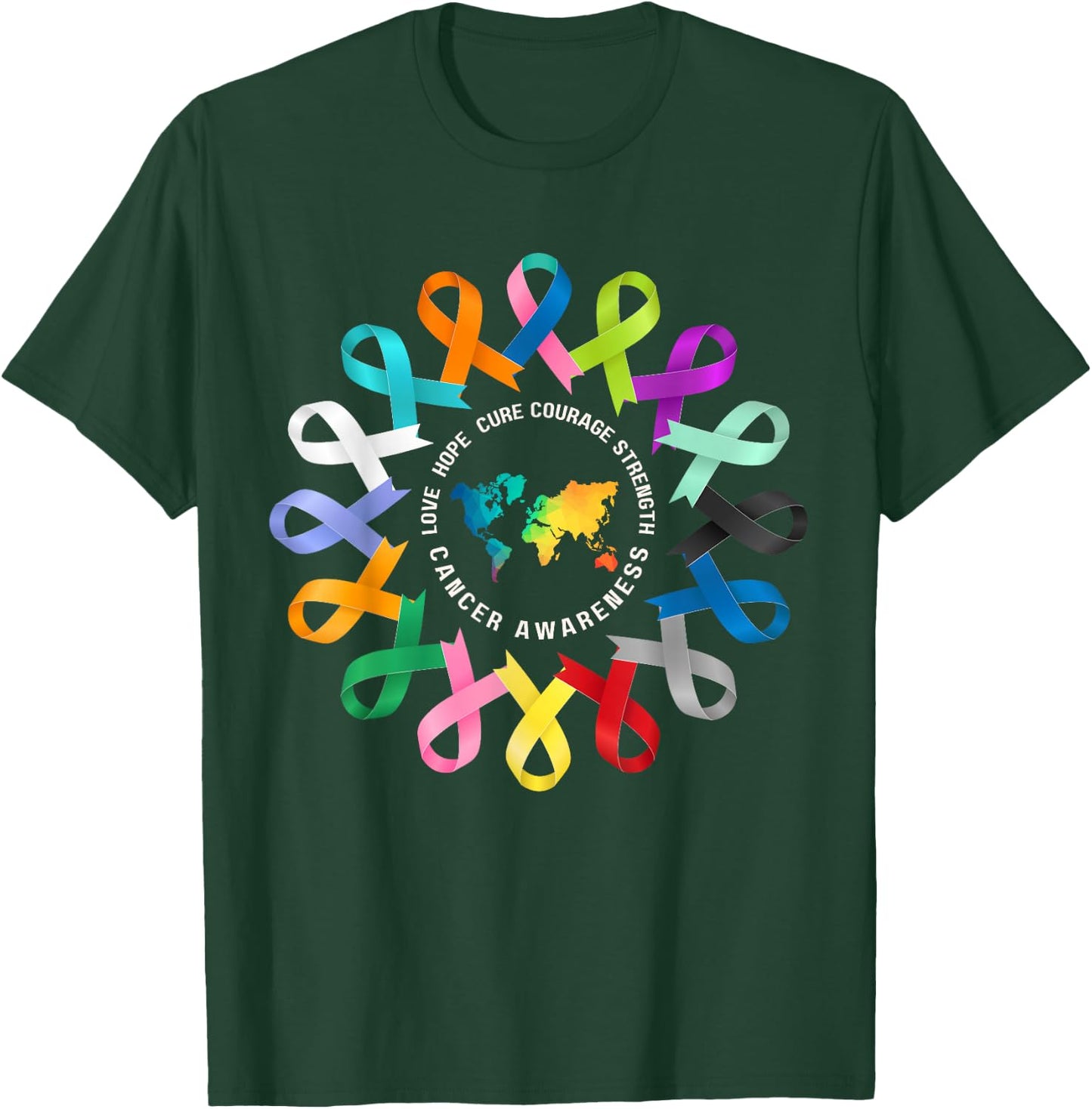 All Cancer Matters Awareness Fight Cancer Ribbon Support T-Shirt - T-Shirt | Forest