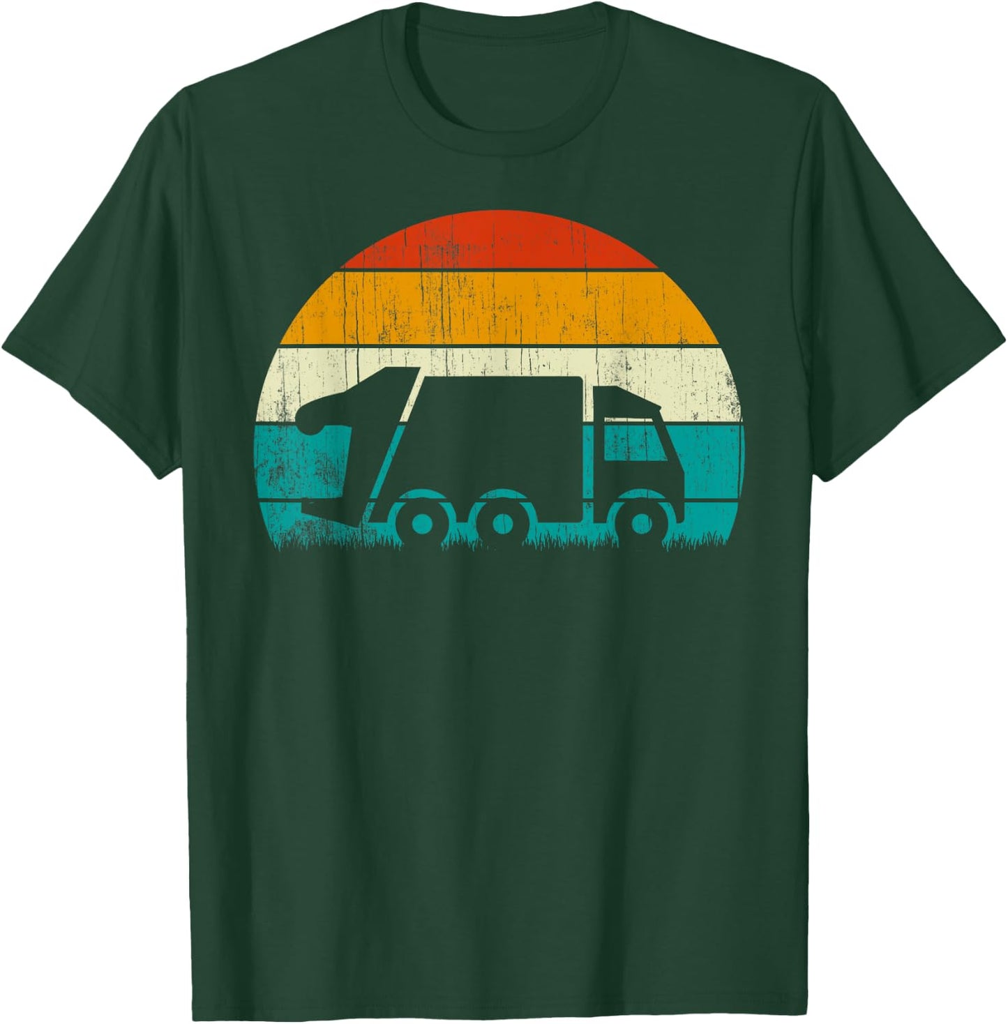Retro Vintage Sunset Recycling Trash Kids Garbage truck T-Shirt - T-Shirt | Forest