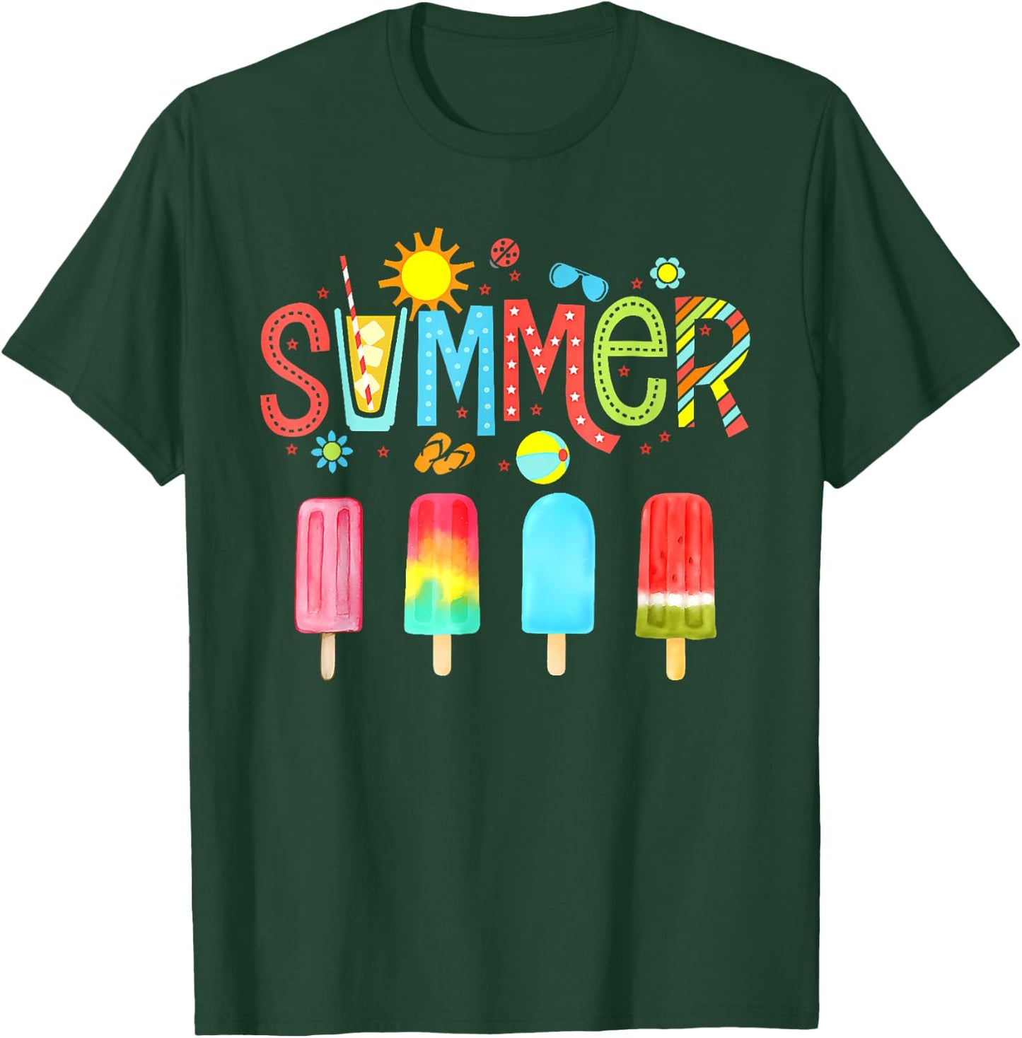 Hello Summer Vacation Ice Cream Popsicle Ice Lolly Gifts Men Women Girls Kids T-Shirt - T-Shirt | Forest