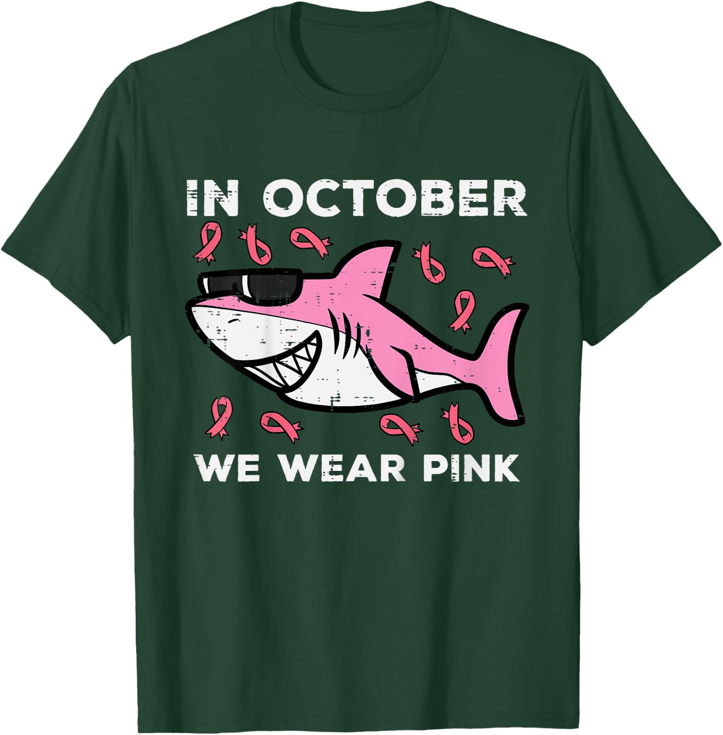 Kids Breast Cancer Shark October We Wear Pink Toddler Boys Kids T-Shirt - T-Shirt | Forest