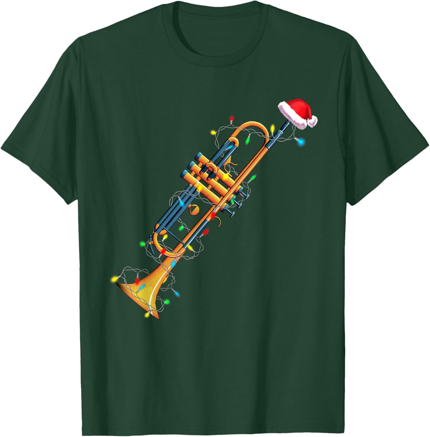 Funny Christmas Trumpet Tree Xmas Trumpet Player Gift T-Shirt - T-Shirt | Forest
