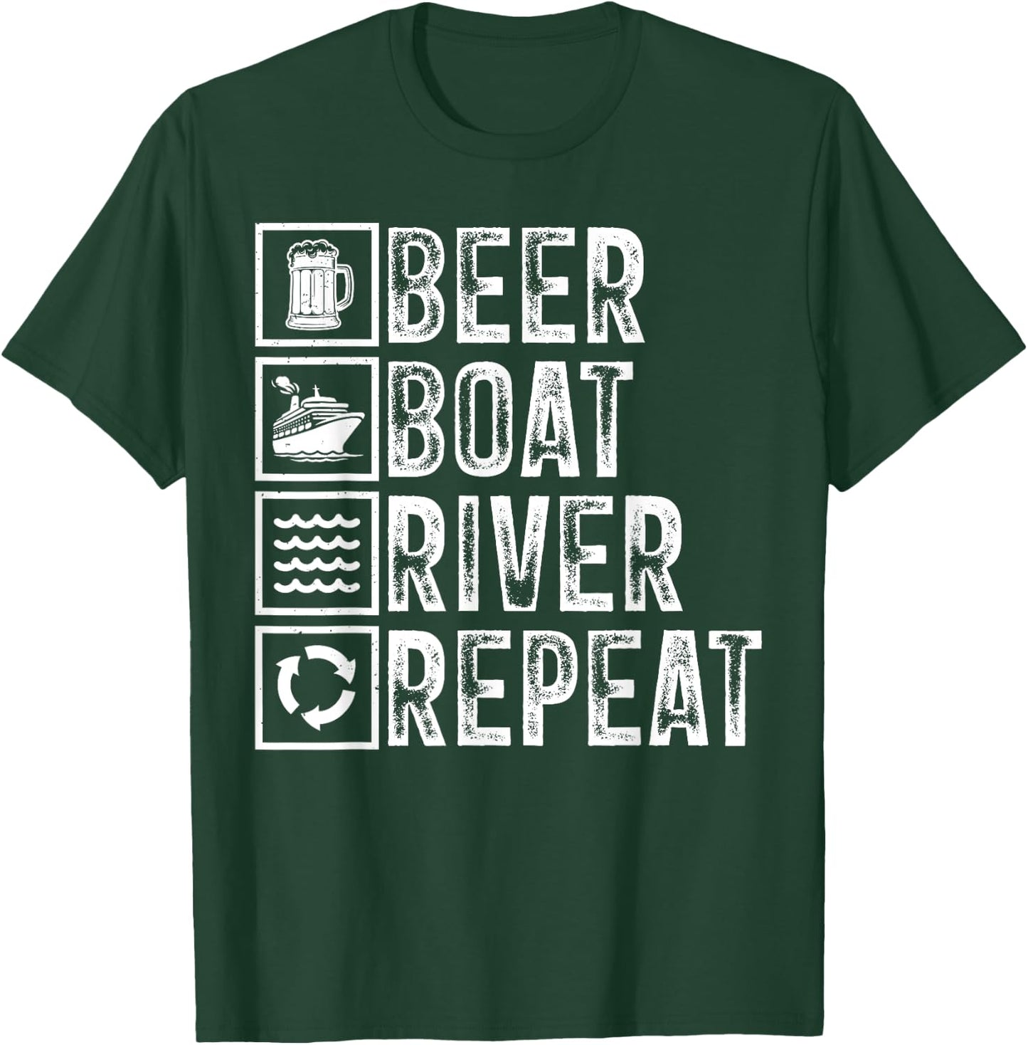 Funny Drinker River Sailing Drinking Beer Boat River Dad T-Shirt - T-Shirt | Forest