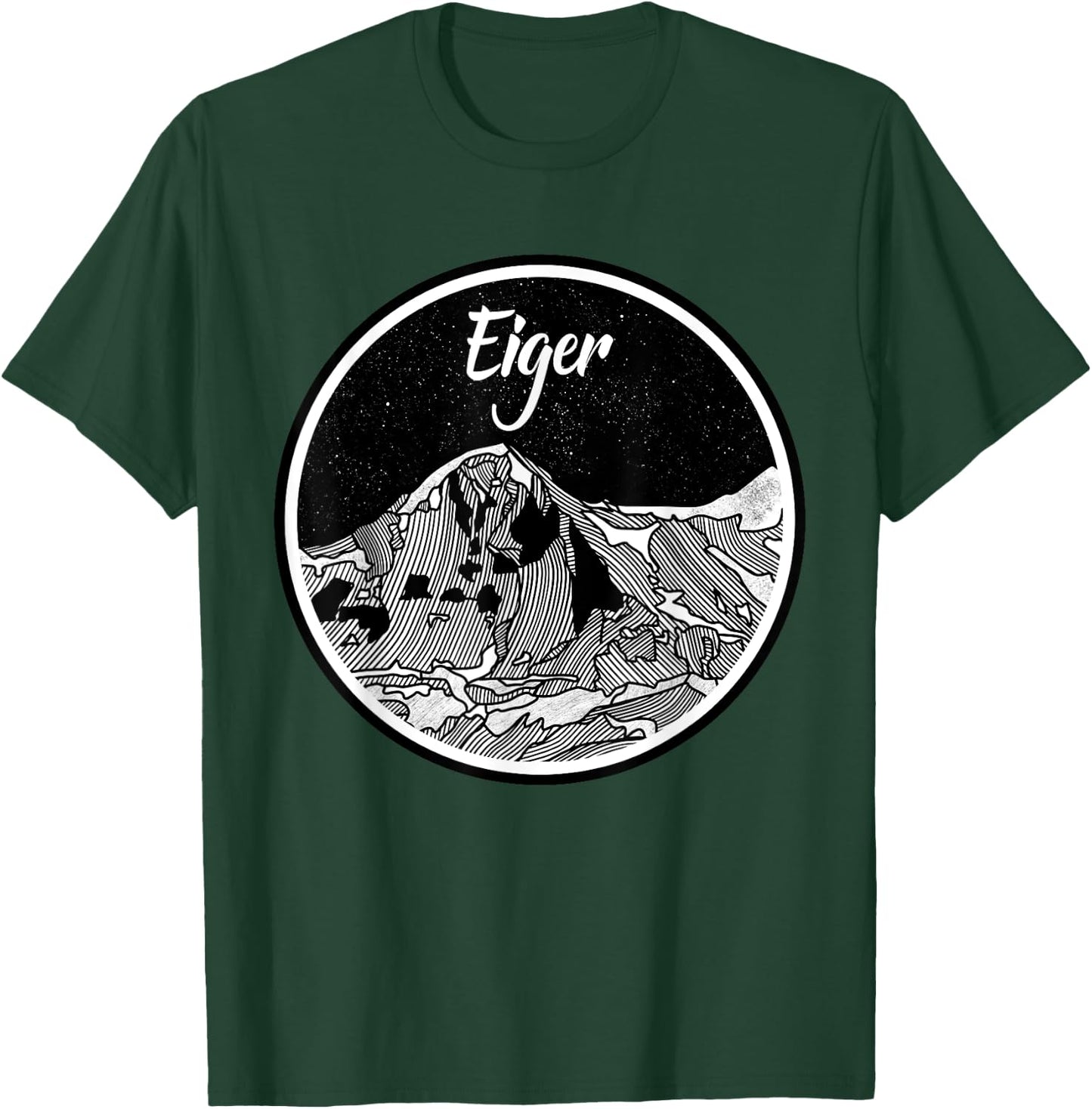 The Eiger Black and white Mountain print T-Shirt - T-Shirt | Forest