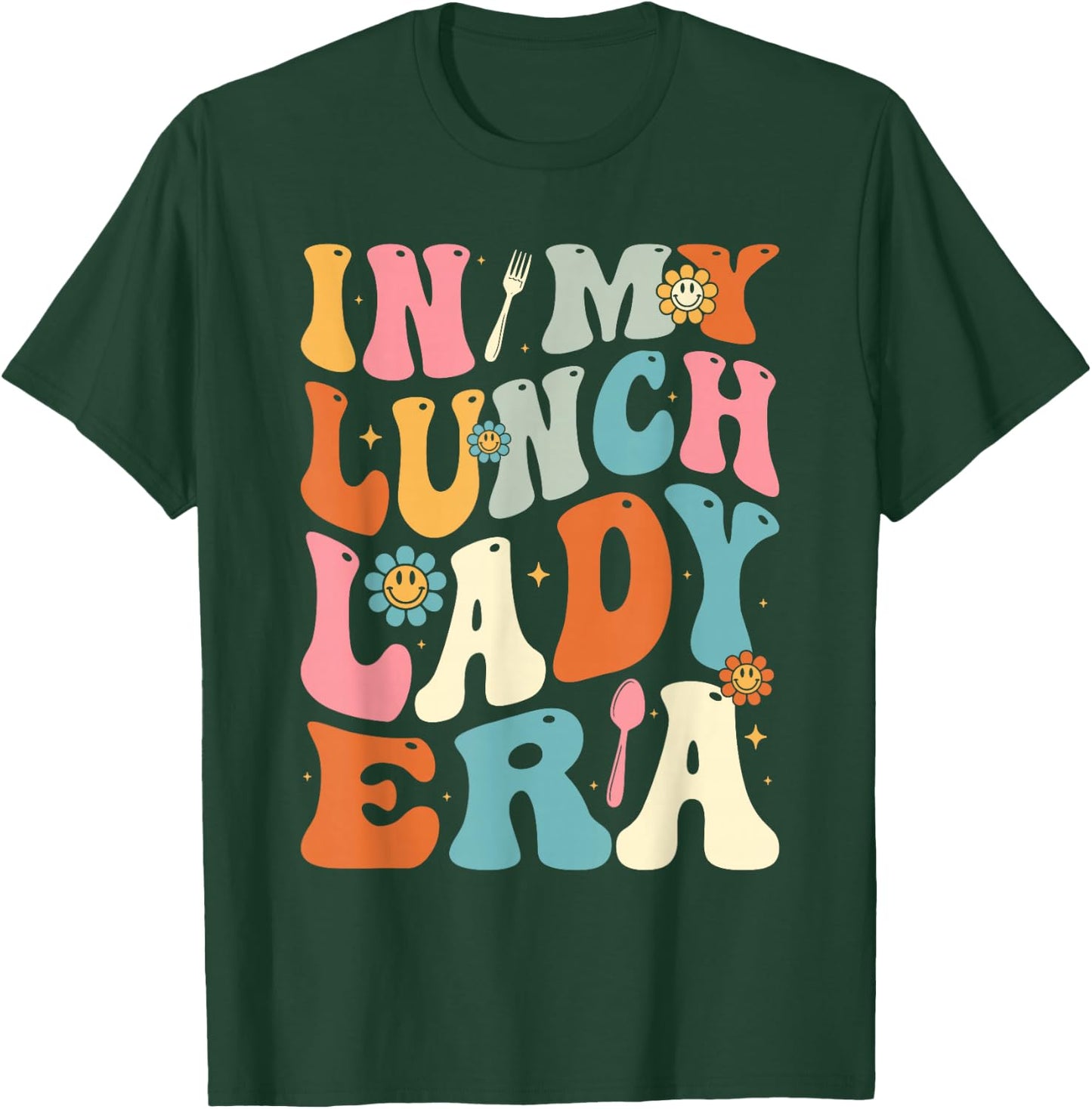 Lunch Lady Era Groovy Retro Cafeteria Lunch Ladies T-Shirt - T-Shirt | Forest
