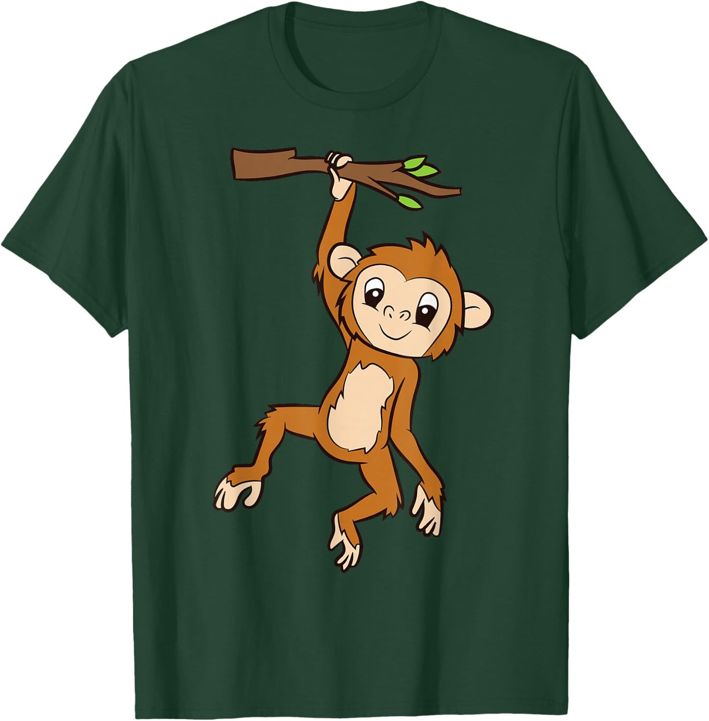Monkey Hanging On Branch Ape Kids Cute Monkey T-Shirt - T-Shirt | Forest
