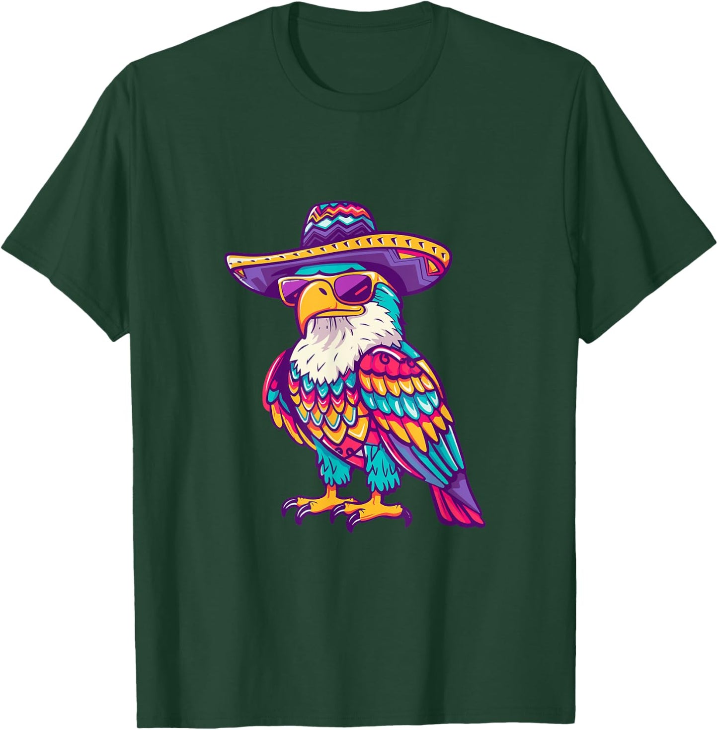 Party Eagle With Sombrero | Mexico T-Shirt - T-Shirt | Forest