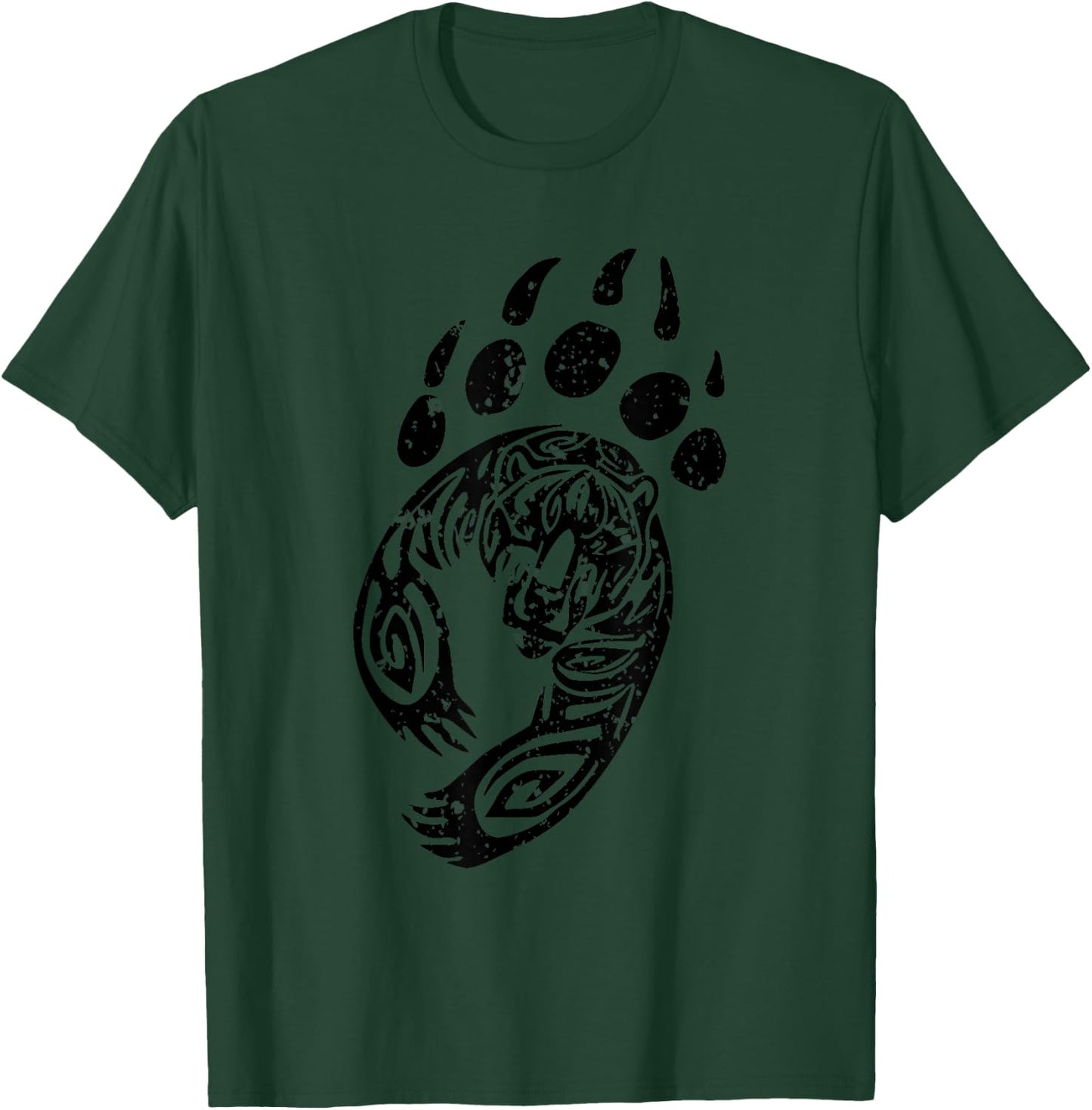 Bear Paw Print Grizzly Black Claw Art T-Shirt - T-Shirt | Forest