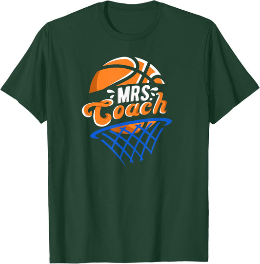 Mrs Coach Basketball Coach Wife Cute Basketball Coach's Wife T-Shirt - T-Shirt | Forest