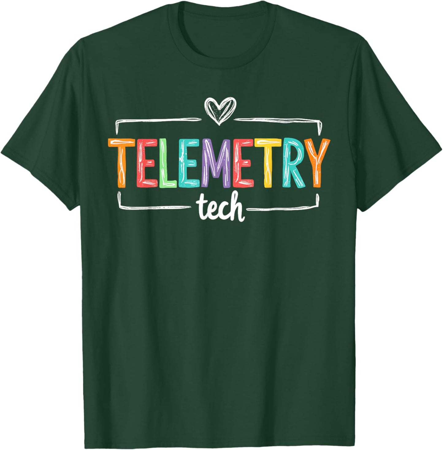 Heartbeat Electrocardiograph Cardiac Monitor Telemetry Tech T-Shirt - T-Shirt | Forest