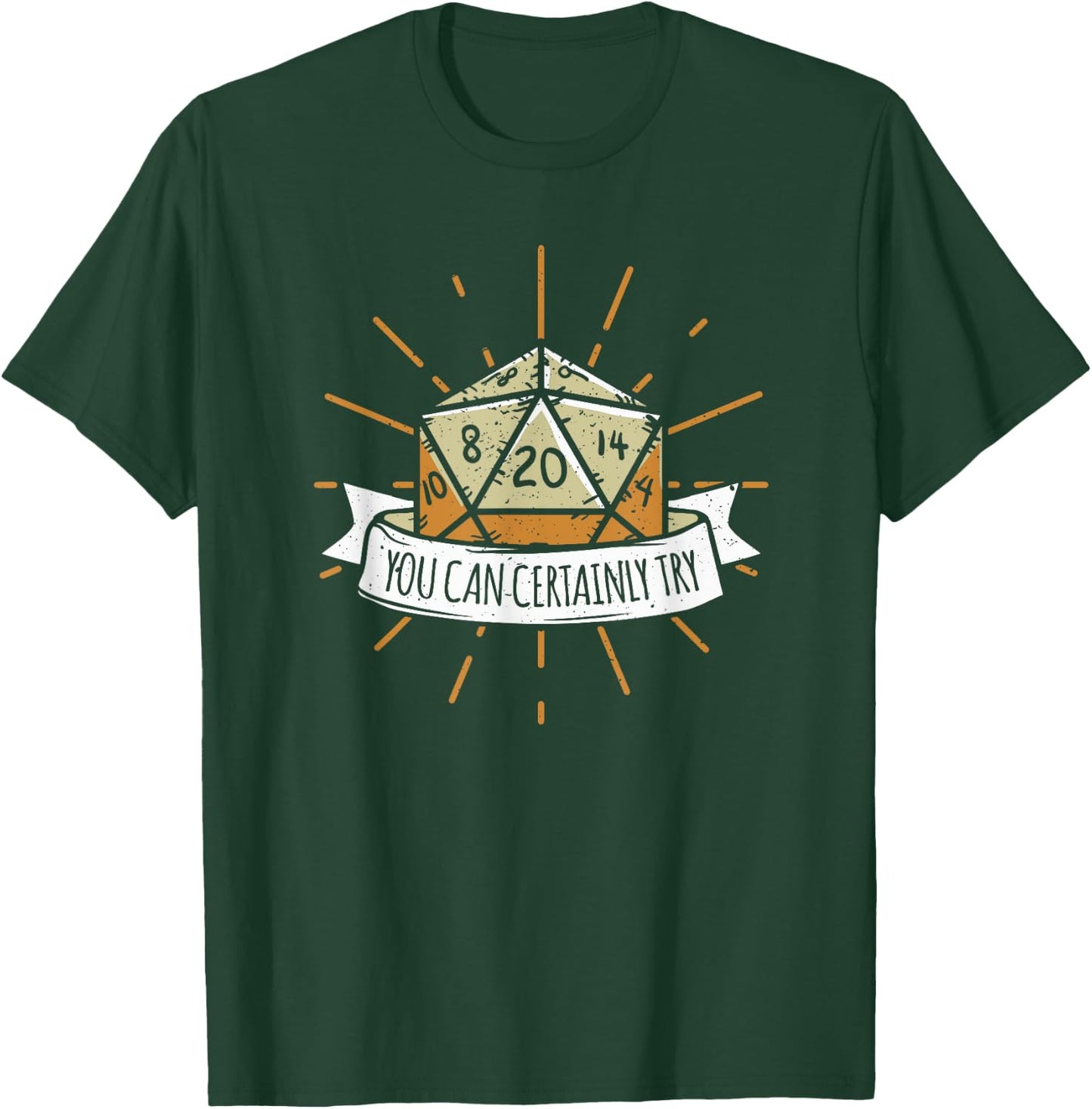 Nerd Tischspiel Dungeon You Can Certainly Try Dragon Dice Wizard Gamer Adult Women's Black Modern Classic Crew Collar Short Sleeve T-Shirt - T-Shirt | Forest