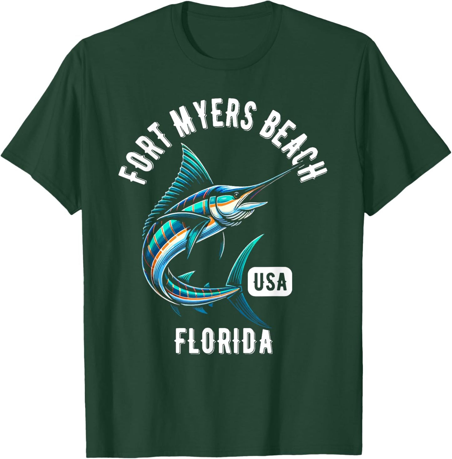 Fort Myers Beach Florida USA Fishing Design T-Shirt - T-Shirt | Forest