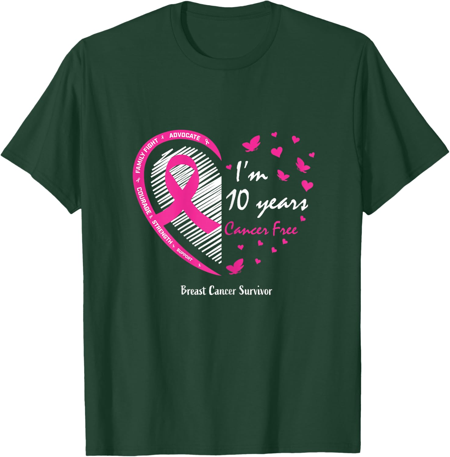 10 Year Survivor Gifts Women Mom Pink Breast Cancer Survivor T-Shirt - T-Shirt | Forest