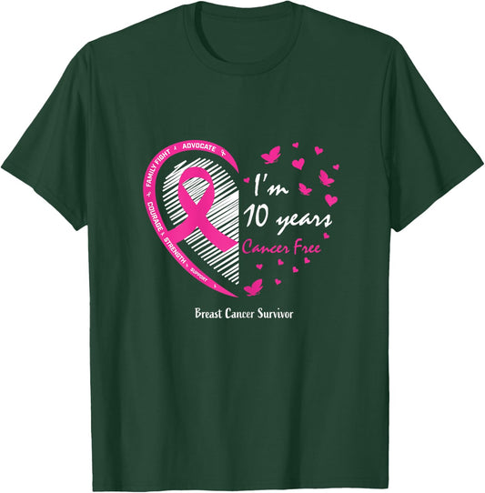 10 Year Survivor Gifts Women Mom Pink Breast Cancer Survivor T-Shirt - T-Shirt | Forest