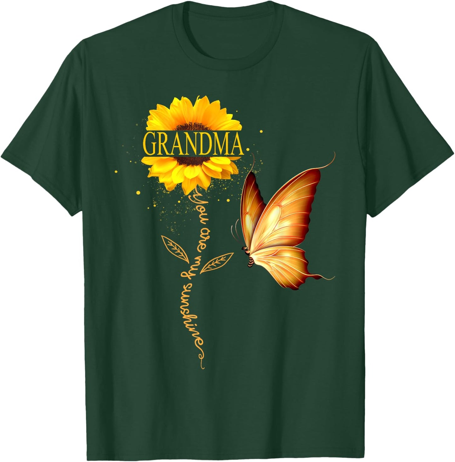 Grandma You Are My Sunshine Butterfly Sunflower Mother's Day Men Women T-Shirt - T-Shirt | Forest