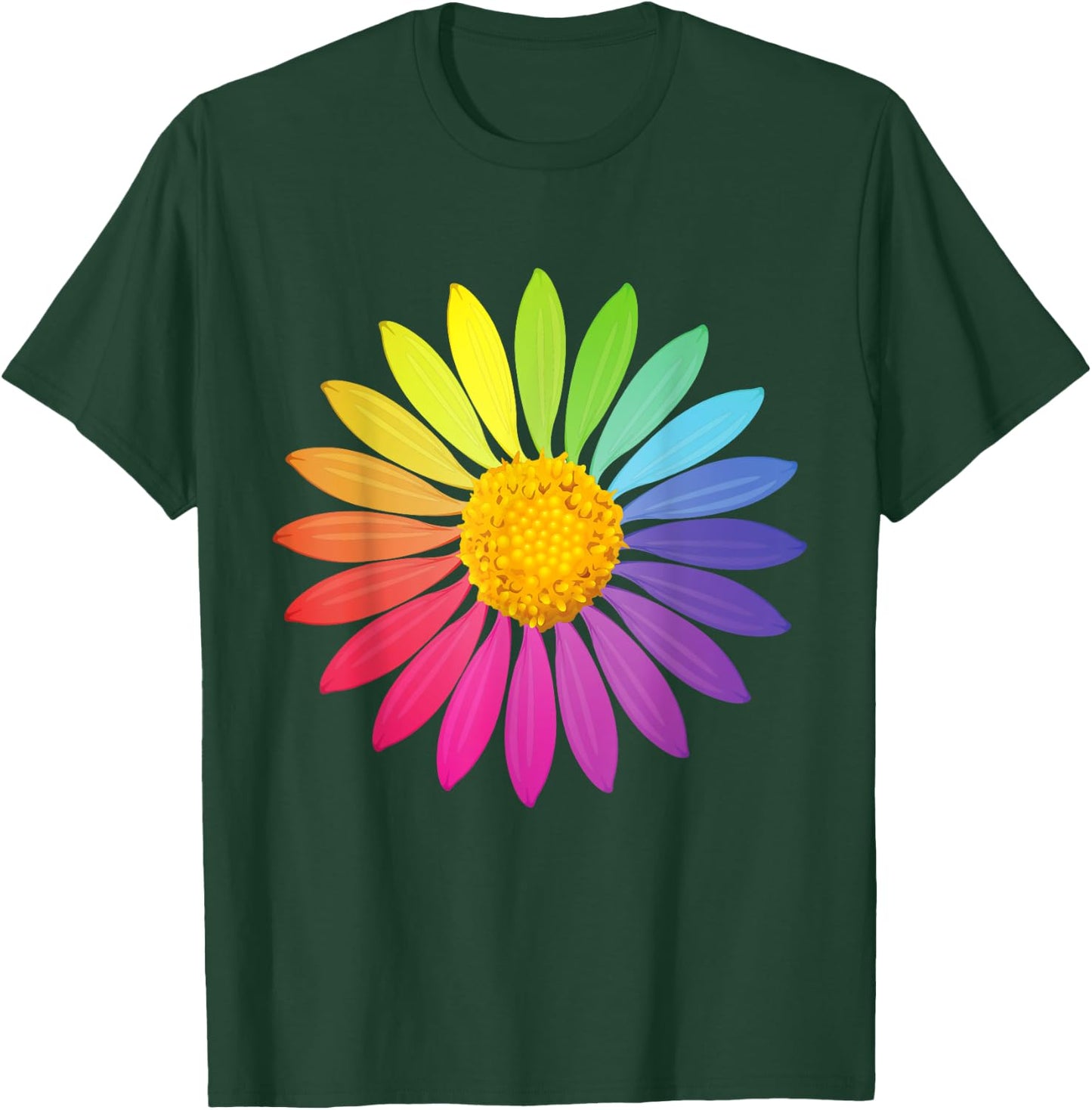 Rainbow Flower ROYGBIV Colorful Garden Rainbow T-Shirt - T-Shirt | Forest
