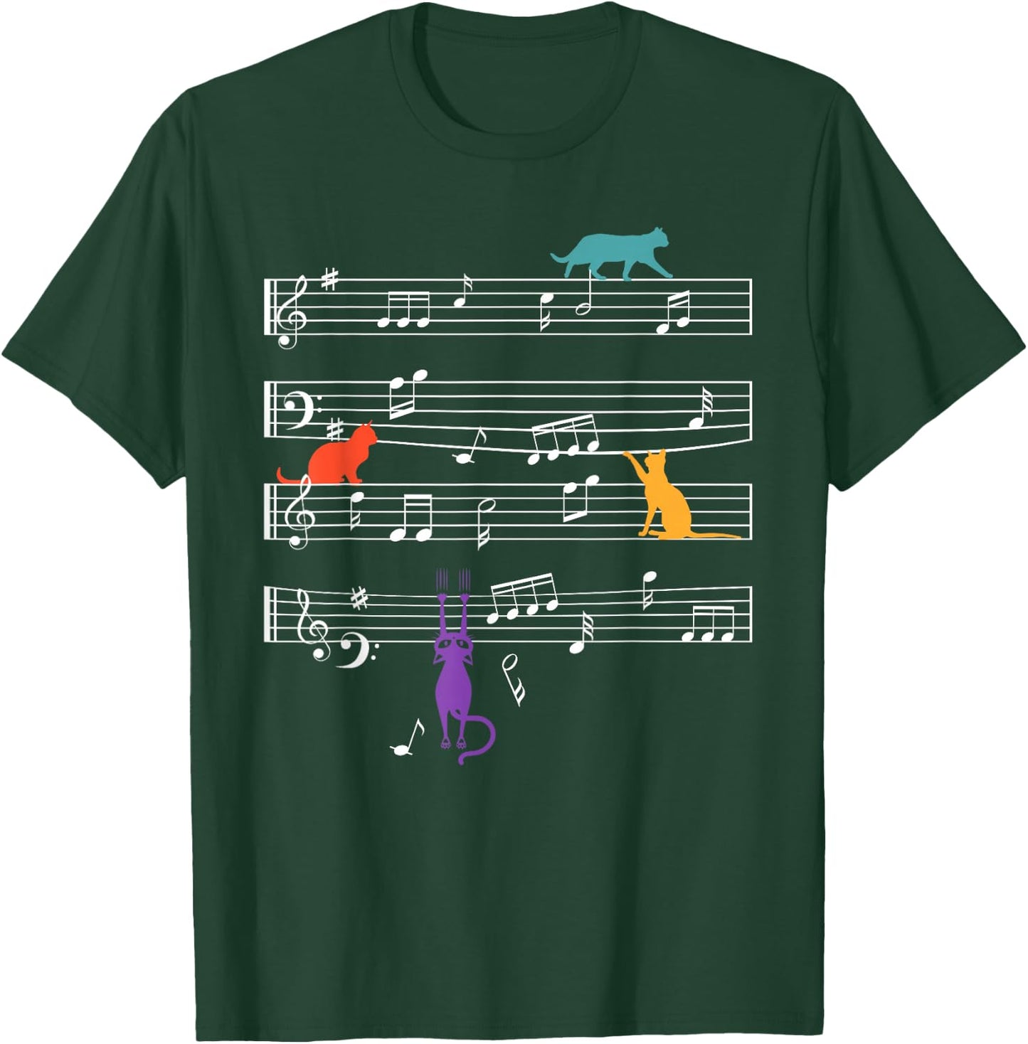 Cats Fan Music Sheet Music Notes T-Shirt - T-Shirt | Forest