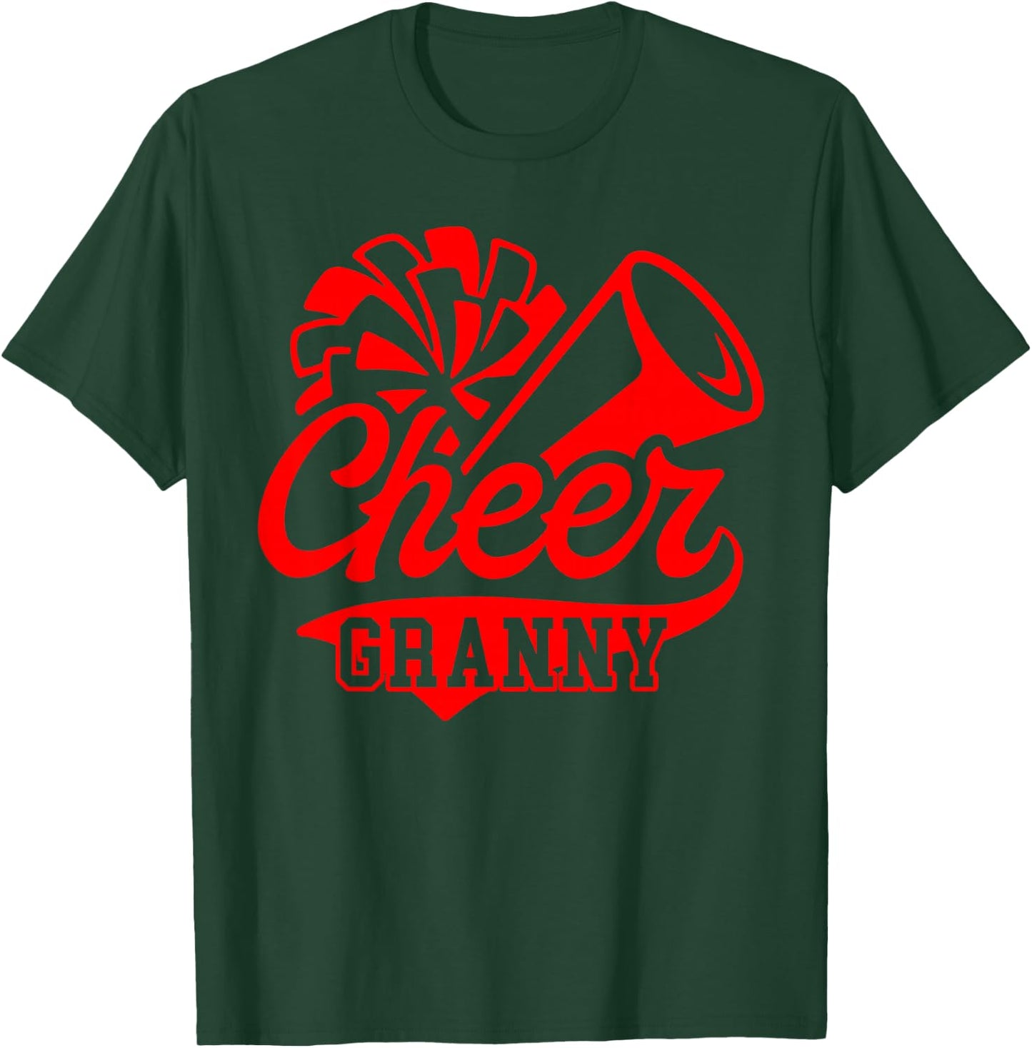 Cheer Granny Biggest Fan Leopard Print Black And Red Pom Pom T-Shirt - T-Shirt | Forest