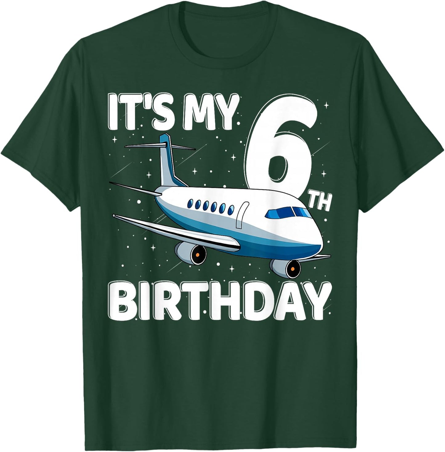 It's My 6th Birthday Airplane 6 year old Birthday Boy Girl T-Shirt - T-Shirt | Forest