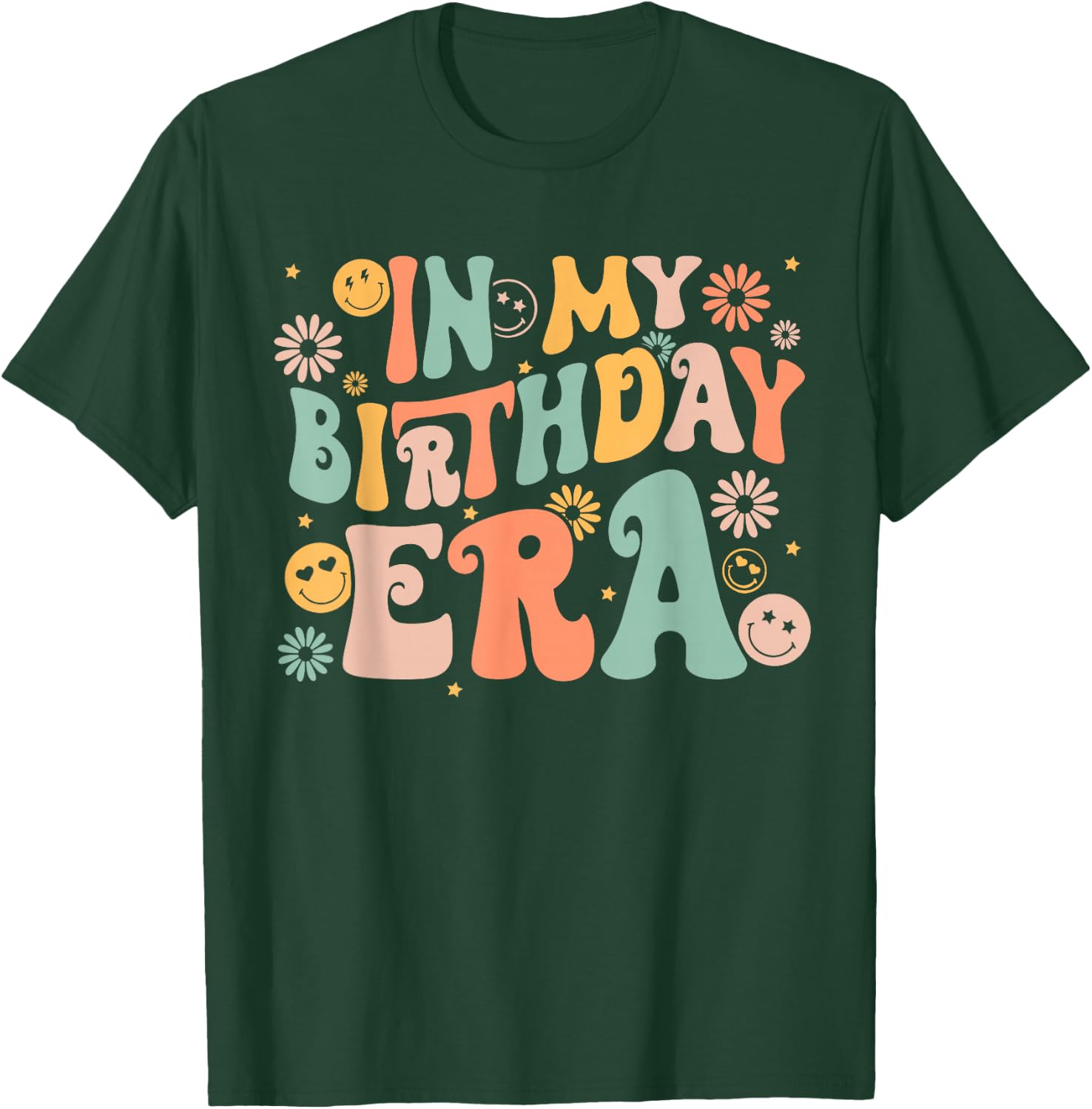 Retro Groovy in My Birthday Era Bday Party Women Teens Girls T-Shirt - T-Shirt | Forest