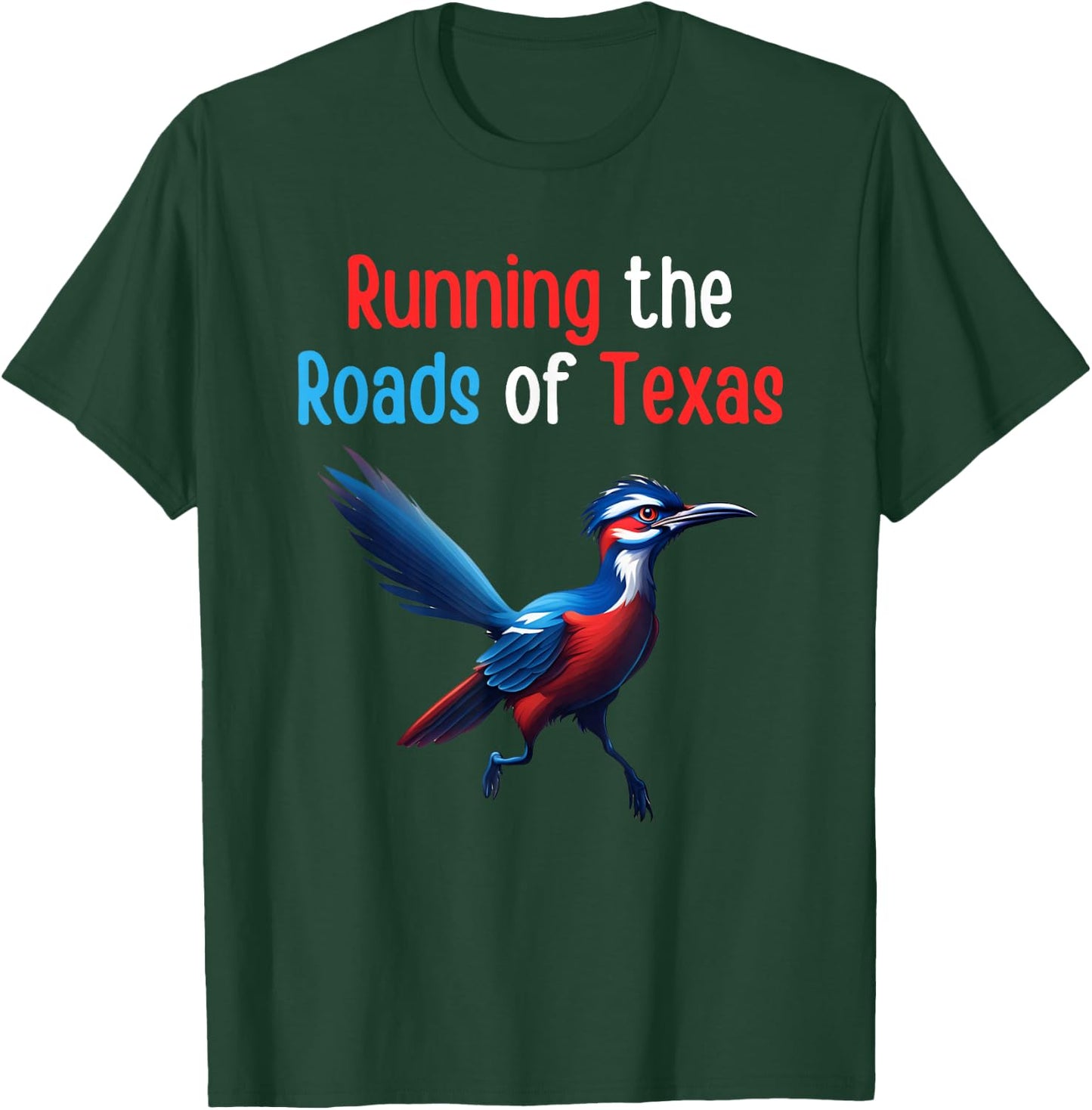 Texas Running The Roads Red White Blue Roadrunner T-Shirt - T-Shirt | Forest