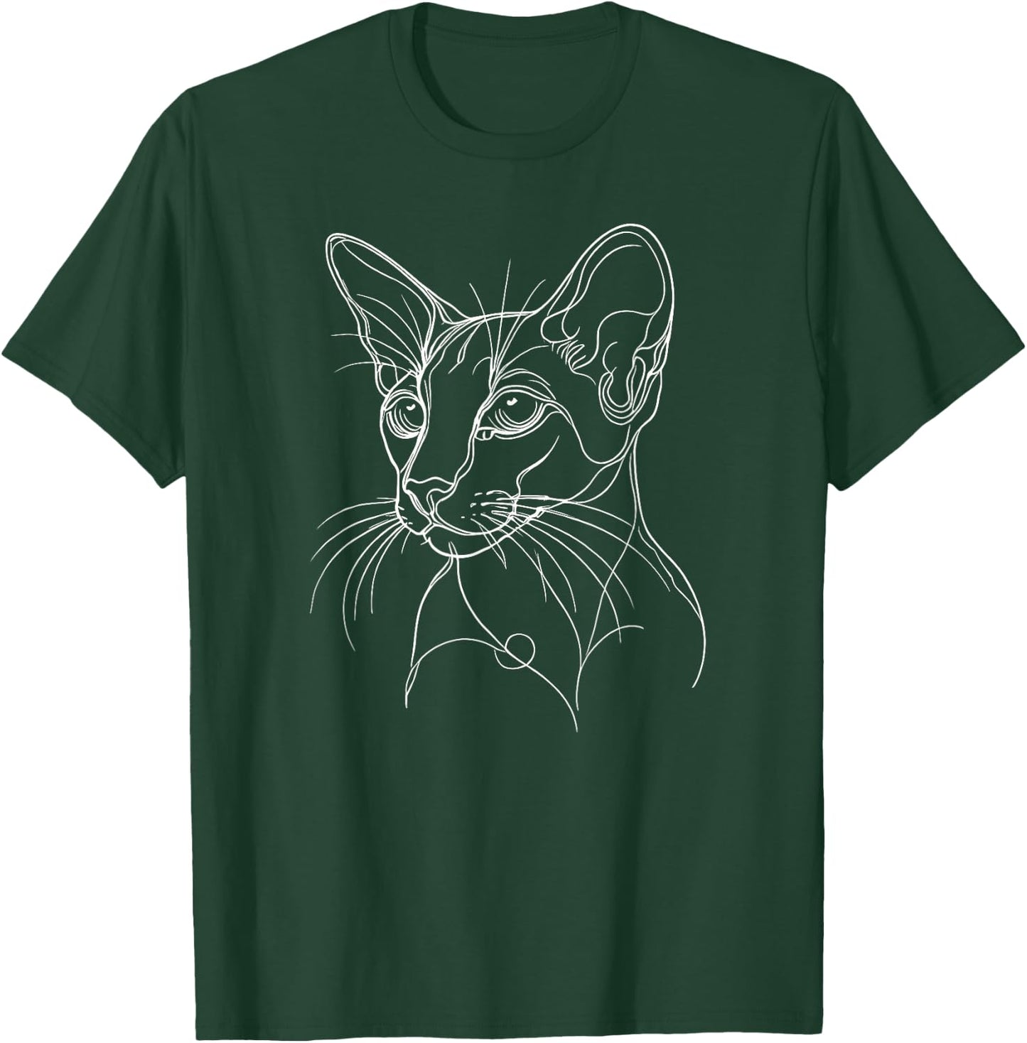 Line Art Oriental Shorthair Cat T-Shirt - T-Shirt | Forest