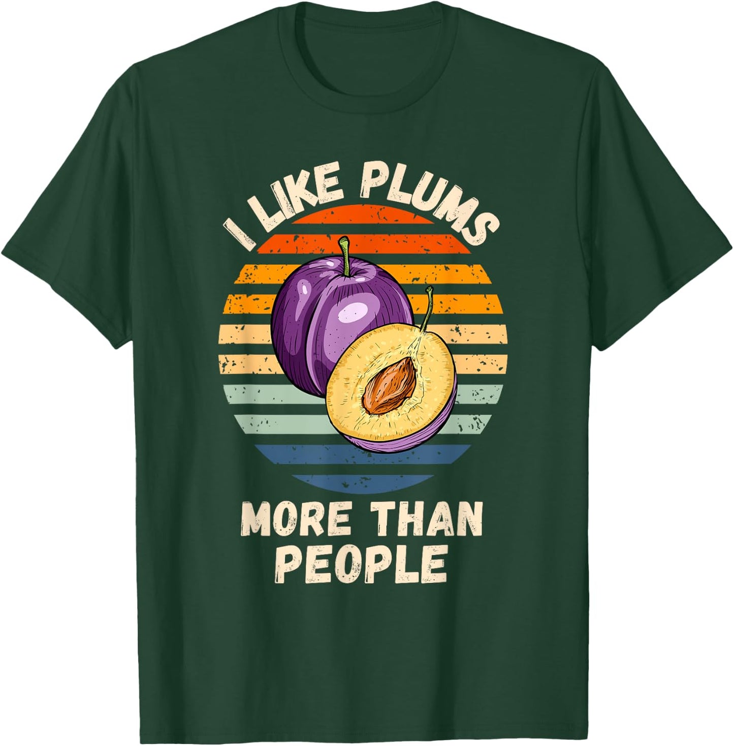 Vintage I Like Plums More Than People Retro Plums Fruit T-Shirt - T-Shirt | Forest