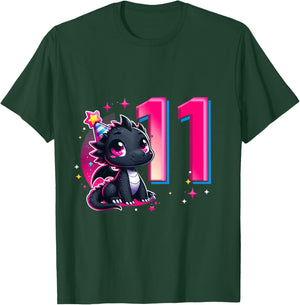 11th Birthday Shirt Dragon Party Birthday Girl Pink 11 Ten T-Shirt - T-Shirt | Forest