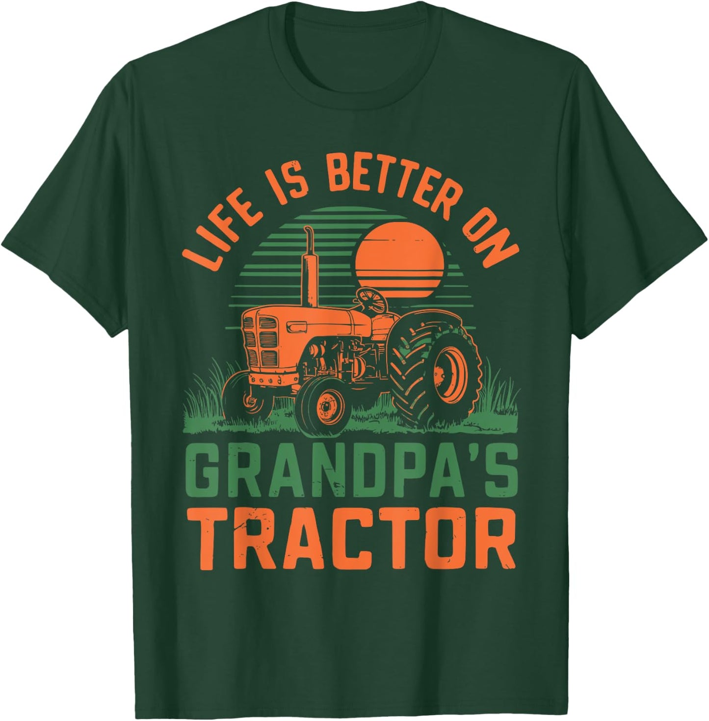 Young Farmer Tractor Boy Life Is Better On Grandpa's Tractor T-Shirt - T-Shirt | Forest
