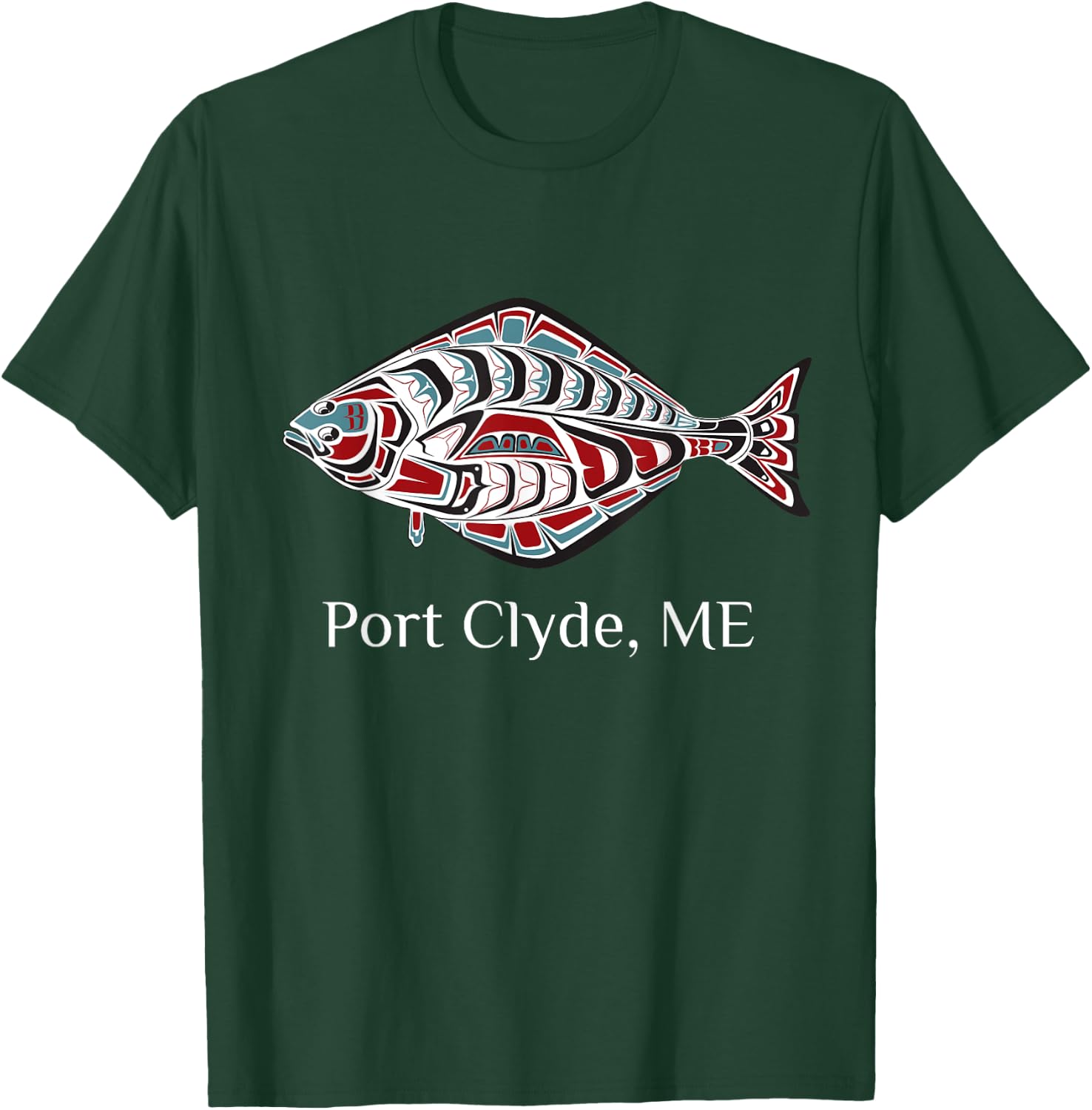 Port Clyde Maine Coast Halibut Fisherman Native American T-Shirt - T-Shirt | Forest